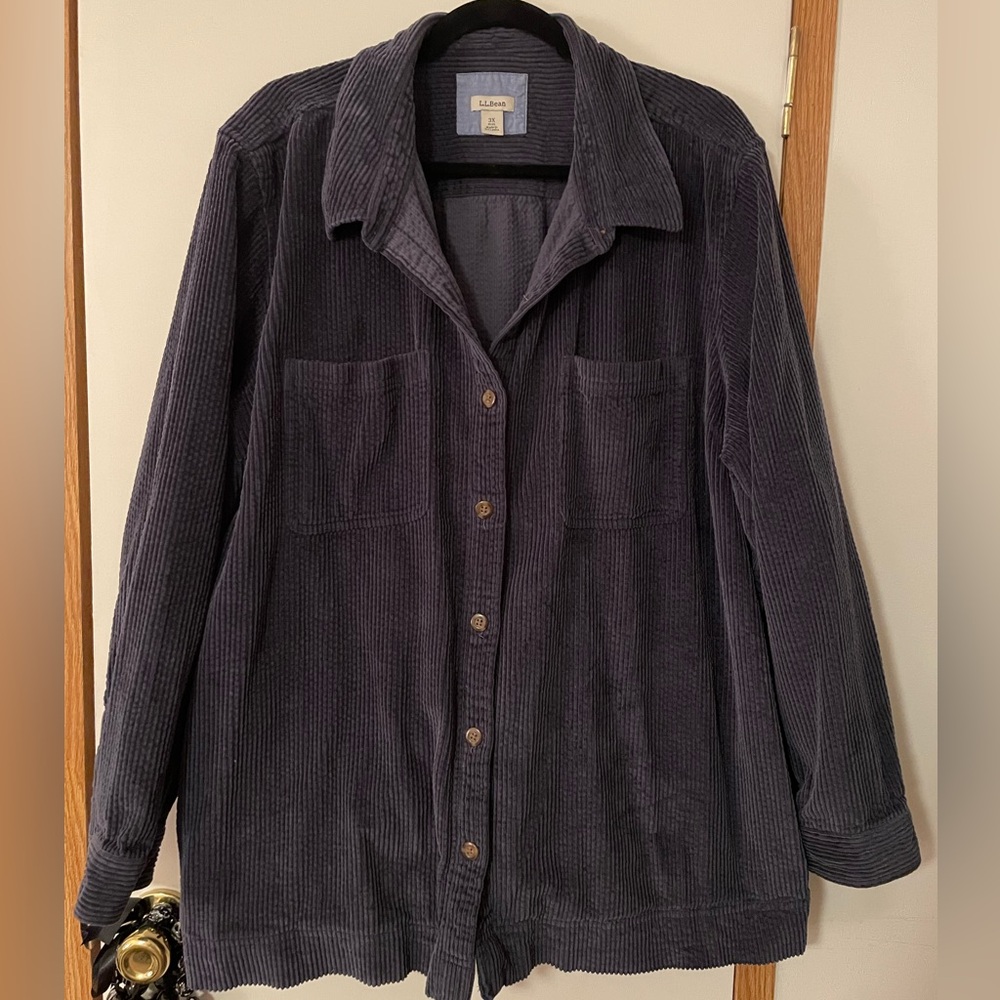 Navy 3XL L.L. Bean Corduroy Shacket Shirt Jacket